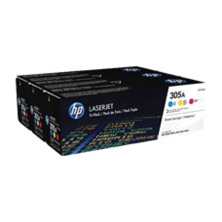 pack mit originalen tonerkartuschen in cyan, magenta und gelb laserjet-305a 3 uds