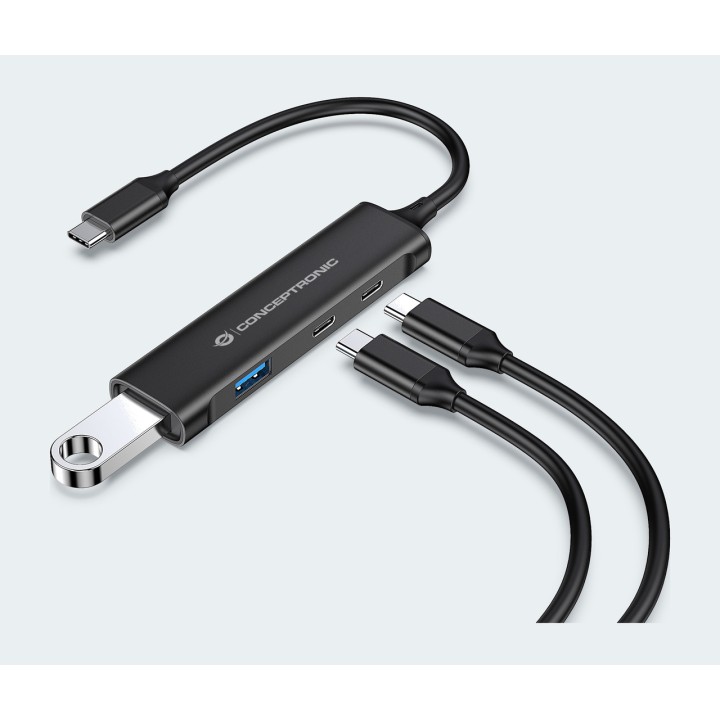 CONCEPTRONIC Aluminum USB-C hub with 4 ports HUBBIES12B