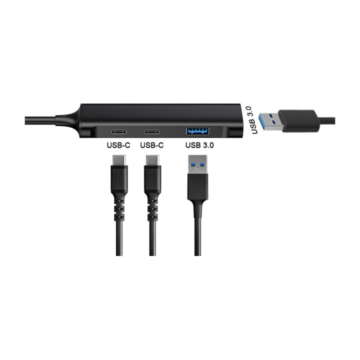 CONCEPTRONIC Aluminum USB-C hub with 4 ports HUBBIES12B