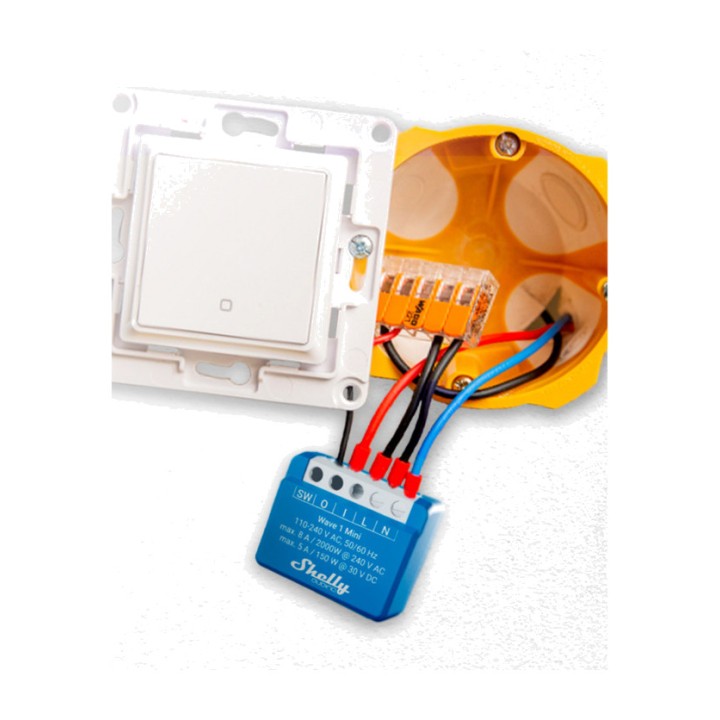 SHELLY Relé inteligente empotrable con contactos libres de potencial QUBINO-WAVE1-MINI Z-WAVE-800 8A 100193261