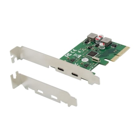 tarjeta pci express autoalimentada con 2 puertos usb-c emrick08g x4 3.2 gen2 10gbps