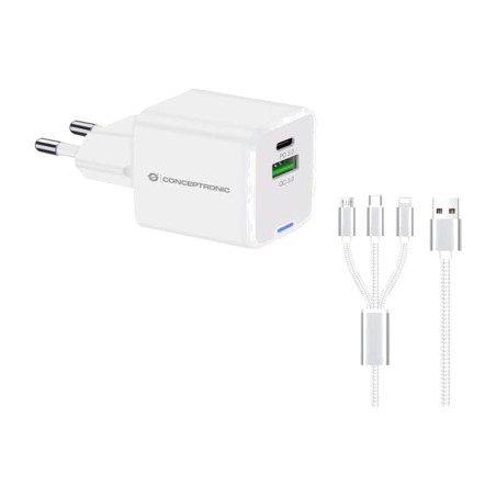 vægoplader med 2 porte og 3-i-1-kabel althea16 33 w