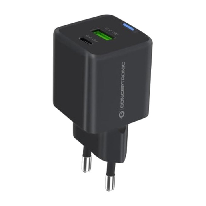 CONCEPTRONIC Cargador de pared con 2 puertos y cable 3 en 1