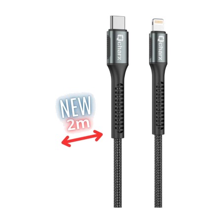 opletený kabel pro nabíjení a data s hliníkovými konektory pro mobil prague-2m usb-c/lightning