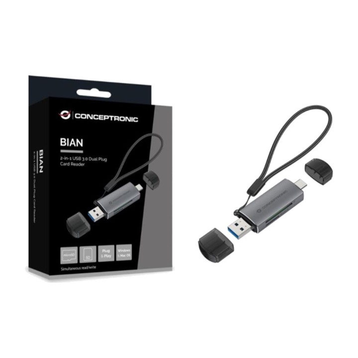 CONCEPTRONIC SD-/microSD-Kartenleser mit zwei Anschlüssen:
