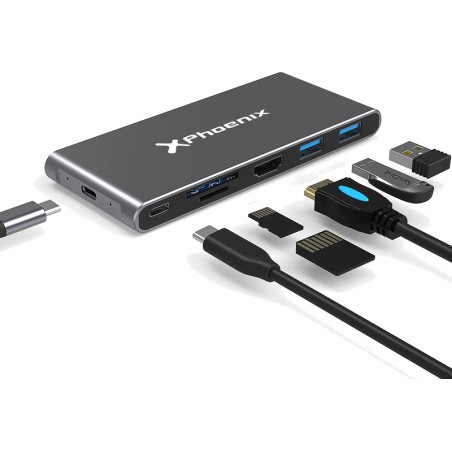 hub usb-c 7 en 1 con carcasa para ssd m.2 phm2hub