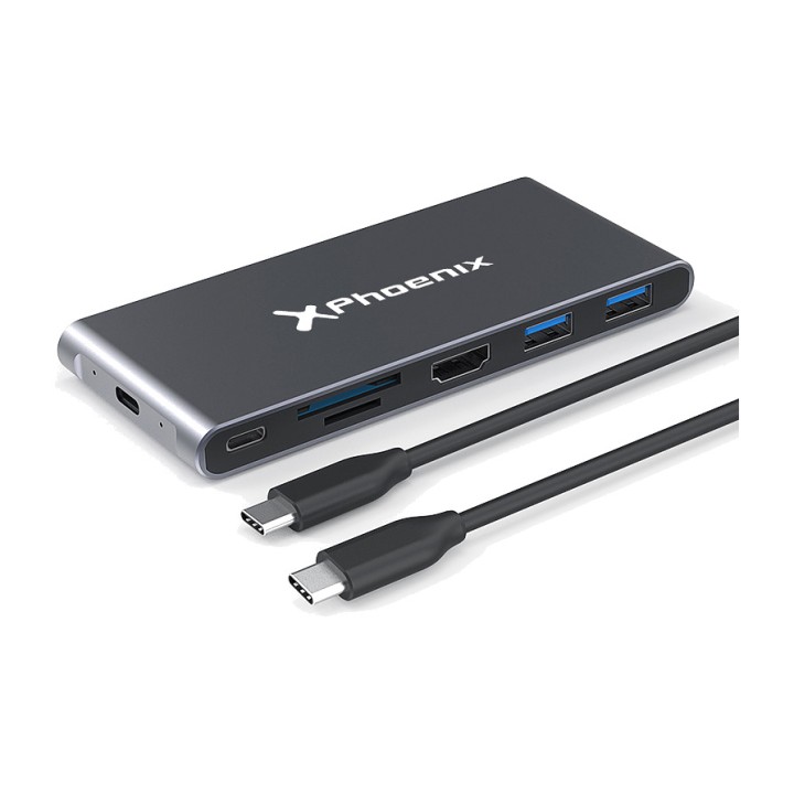 PHOENIX Hub USB-C 7 en 1 con carcasa para SSD M.2 PHM2HUB