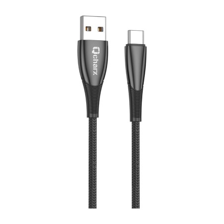 flettet lade- og datakabel med zinkstik til mobil berlin-1m usb-a/c 3a