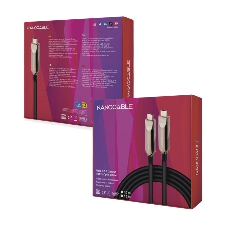 NANOCABLE Unidirectional active optical USB-C fibre cable