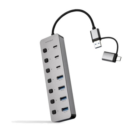 hub usb a 7 porte con connettore usb-c e usb-a intercambiabile 3.0 5v