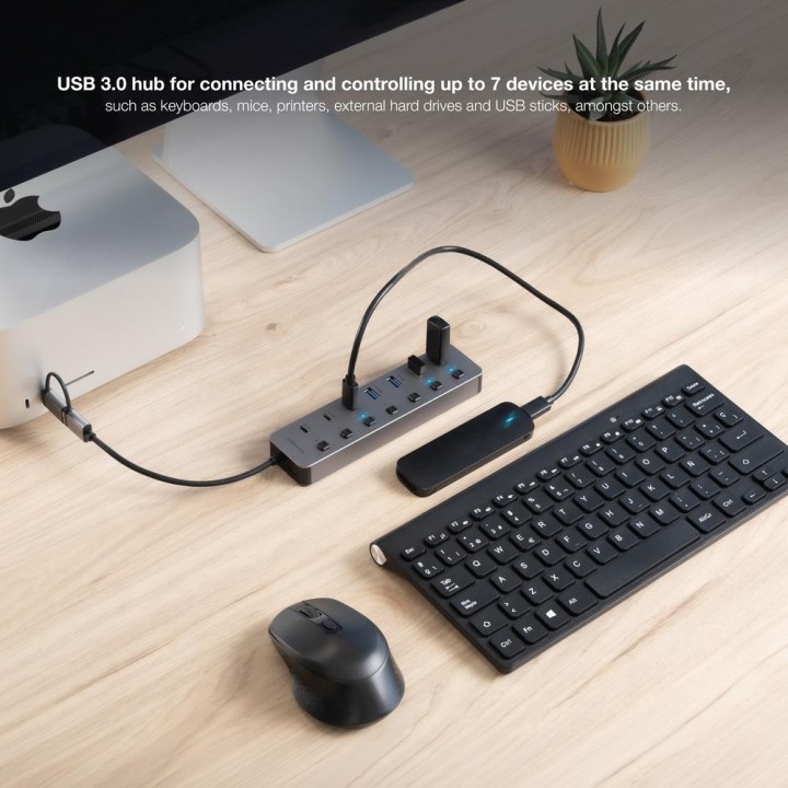 NANOCABLE Hub USB a 7 porte con connettore USB-C e USB-A