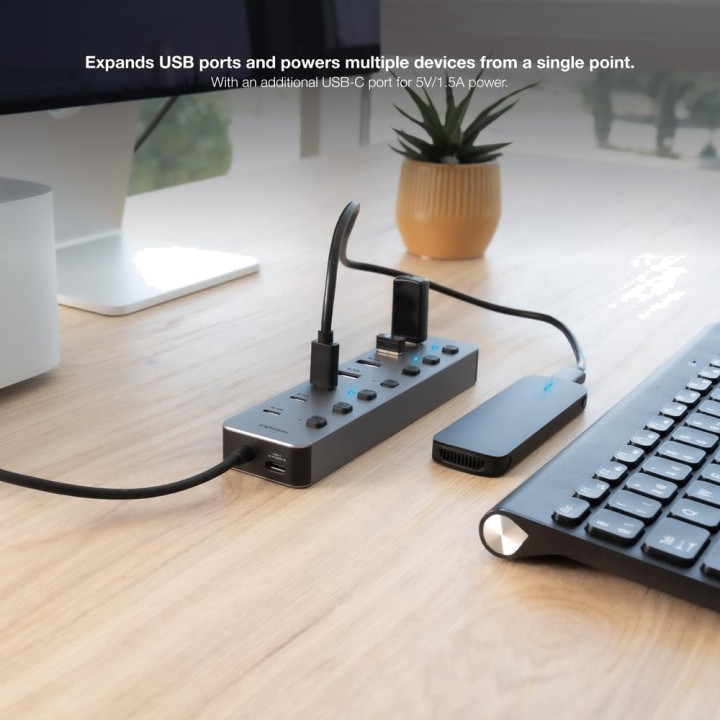 NANOCABLE Hub USB de 7 puertos con conector intercambiable