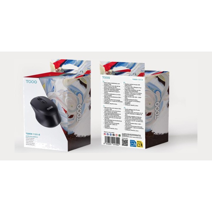 TOOQ Ratón inalámbrico para oficina TQMW-1101 1600DPI
