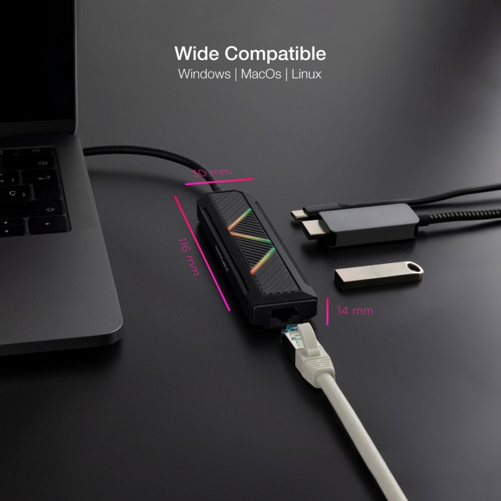 NANOCABLE Hub USB-C 5 in 1 con HDMI, rete Gigabit e ricarica