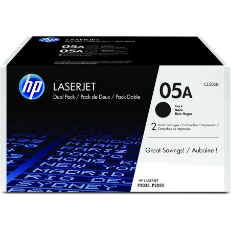 pack mit schwarzen tonerkartuschen für laserdrucker laserjet-05a 2 uds