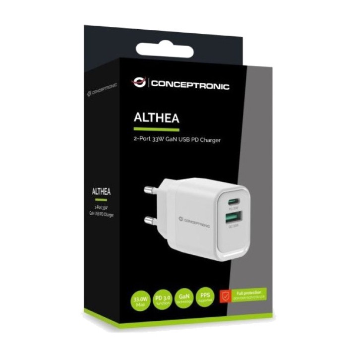 CONCEPTRONIC Caricabatterie da parete GaN compatto con due