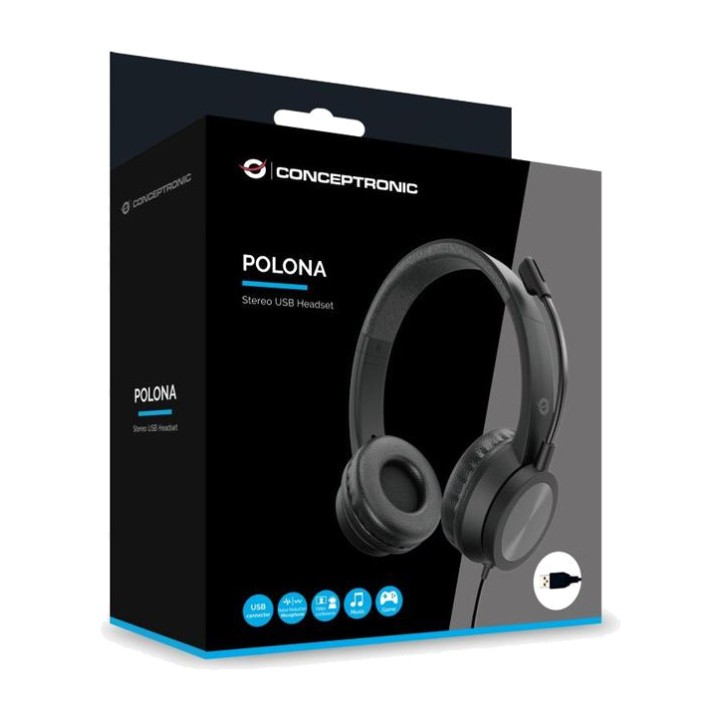 CONCEPTRONIC USB-hörlurar med huvudband och flexibel