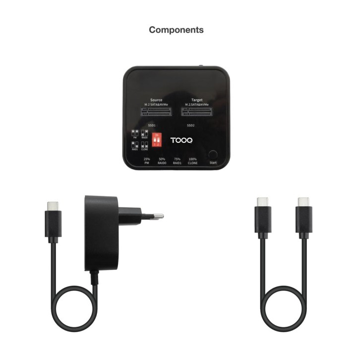 TOOQ Διπλή βάση κλωνοποίησης USB-C για SSD M.2 TQDS-201B