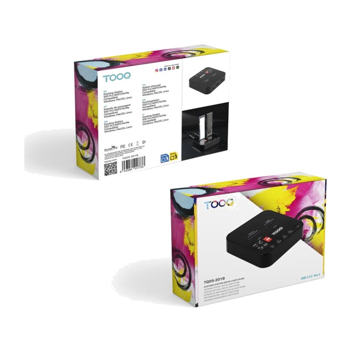 TOOQ Base dock clonadora doble USB-C para SSD M.2 TQDS-201B
