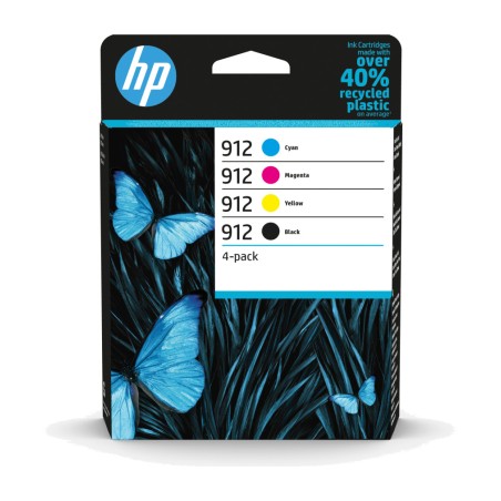 pack de cartuchos de tinta negro, cian, magenta y amarillo originales 912 4 uds