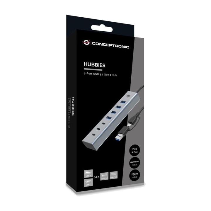 CONCEPTRONIC Hub USB-C a 7 porte HUBBIES20G 3XUSB-C 4XUSB-A