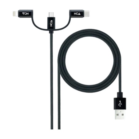 cavo di ricarica triplo usb-a con uscite micro, type-c e lightning 1 m