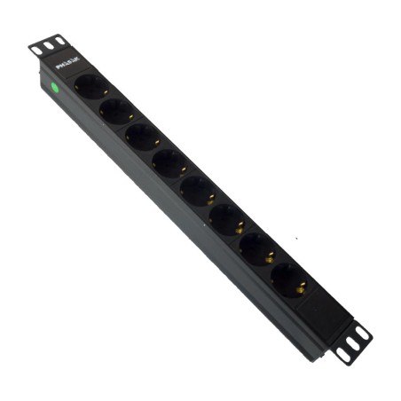 multiprise schuko 8 prises sans interrupteur pour armoire rack 19" 1u 1,8m bns-3518