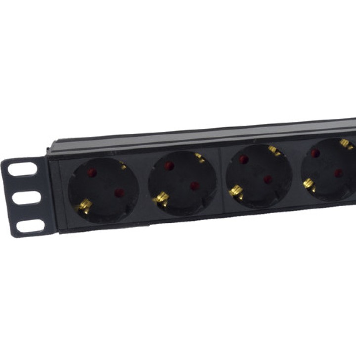 PHASAK 8-way Schuko power strip with switch for rack cabinet
