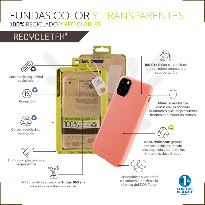 MUVIT Capa reciclada para celular RECYCLETEK-OPPO A78/A58 5G