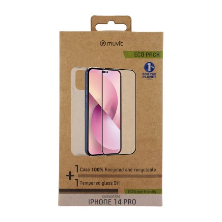funda reciclada para móvil con protector de pantalla en vidrio templado recycletek-pack iphone 14 pro