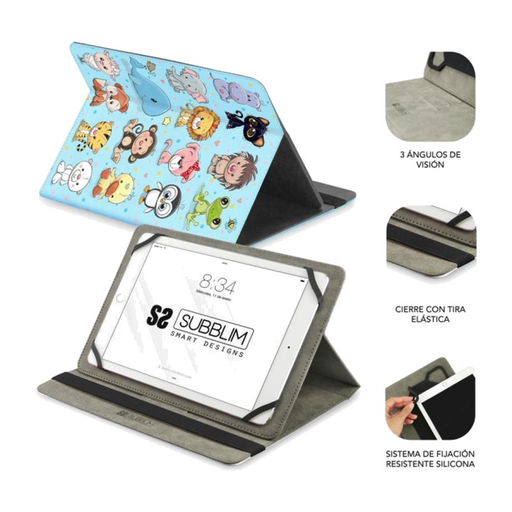 SUBBLIM Funda universal con dibujos de animales para tablet