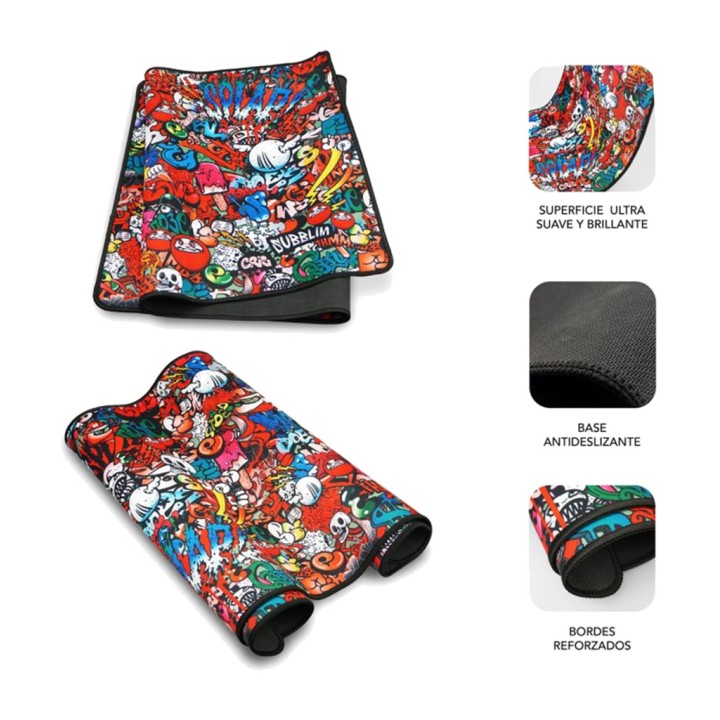 SUBBLIM Extra-large non-slip mouse pad with graffiti design