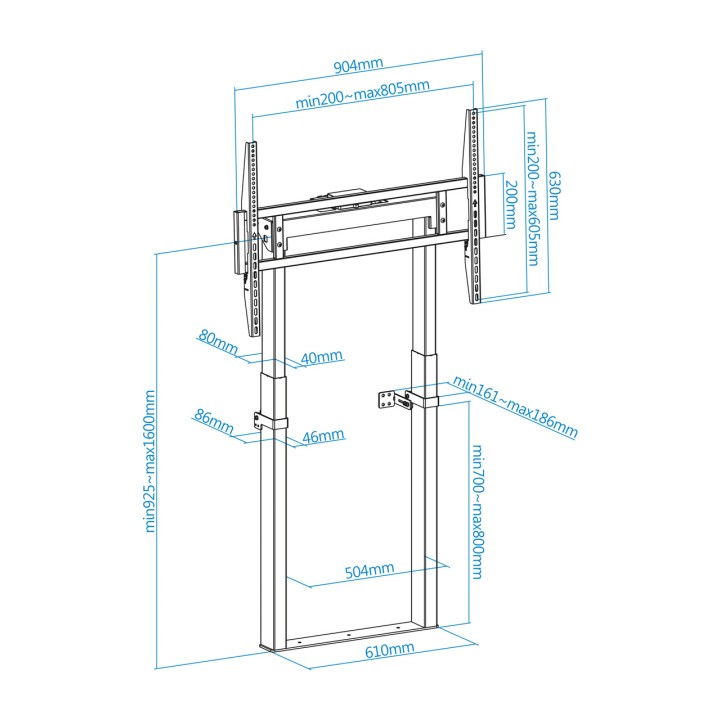 TOOQ Motorized floor stand with adjustable height for TV