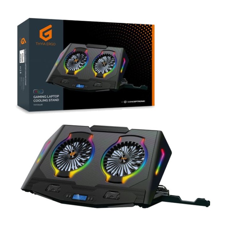 CONCEPTRONIC Podstawa chłodząca RGB z 2 wentylatorami do