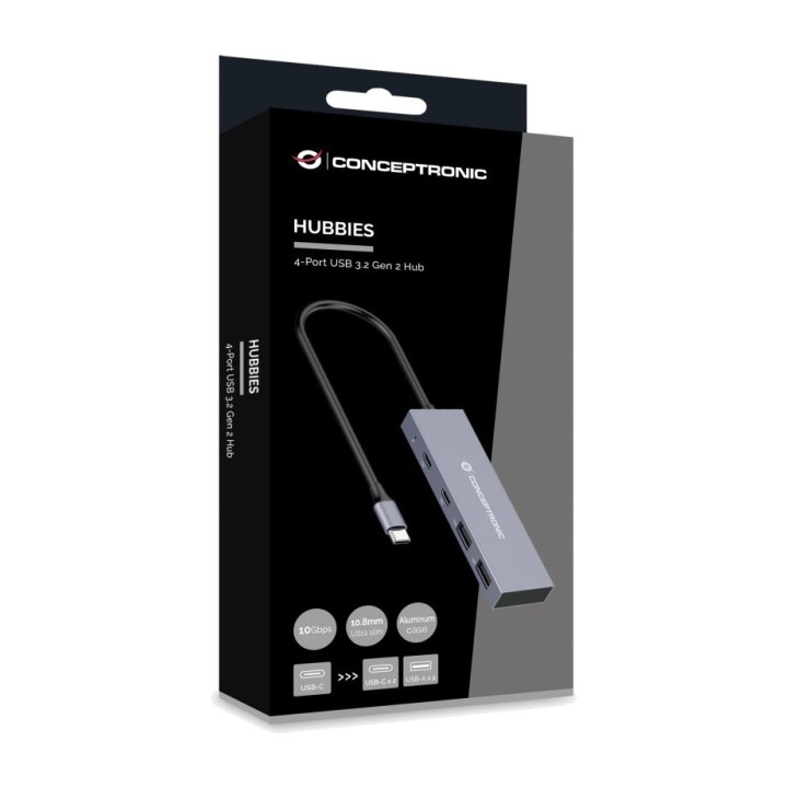 CONCEPTRONIC Hub USB-C ultrafin en aluminium à 4 ports