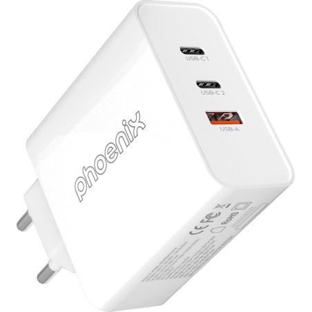 gan-pikalaturi seinään kannettavalle, tabletille ja puhelimelle 65w 2x-usb-c 1x-usb-a