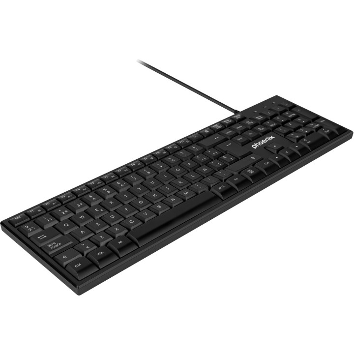 PHOENIX Wired QWERTY multimedia keyboard with USB cable for