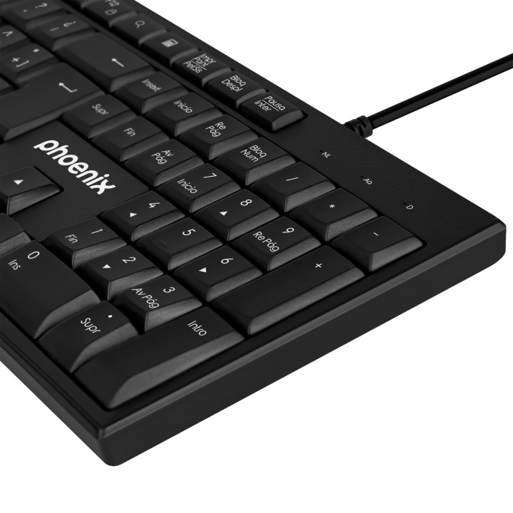 PHOENIX Clavier multimédia QWERTY filaire avec câble USB