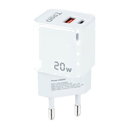 snabb väggladdare med usb c- och a-portar tqwc-qcpd20 20w