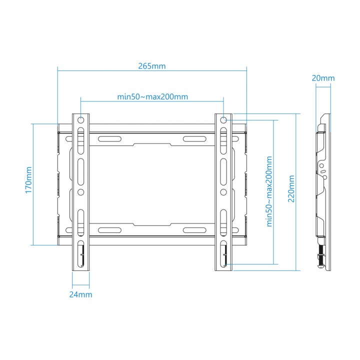 TOOQ Support mural fixe pour téléviseur LP1043F 23-43" 45KG