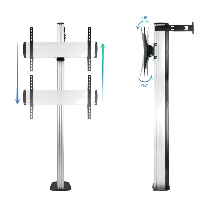TOOQ Support de sol fixe en aluminium pour téléviseur