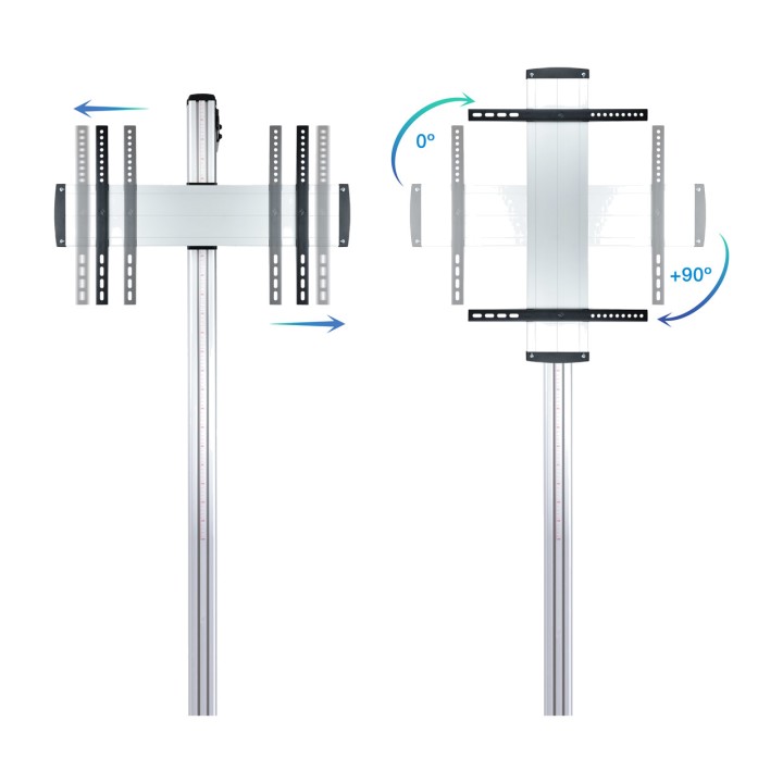 TOOQ Support de sol fixe en aluminium pour téléviseur