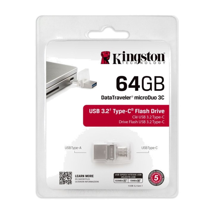 KINGSTON Memoria USB con doble conector A y C DATATRAVELER-MICRODUO-3C 64GB DSP0000008989