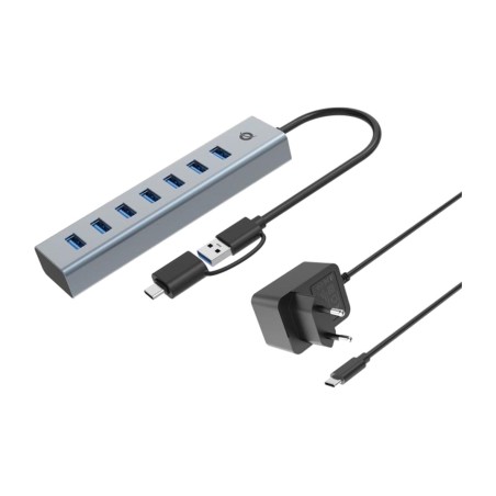 hub usb-c à 7 ports avec adaptateur secteur hubbies21gp 7xusb-a 5gbps
