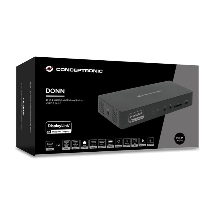 CONCEPTRONIC 17-in-1 USB-C docking station DONN31B 2XHDMI