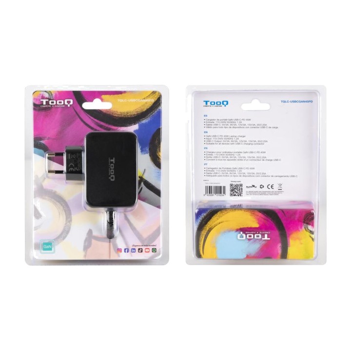 TOOQ Încărcător GaN USB-C pentru laptop cu cablu