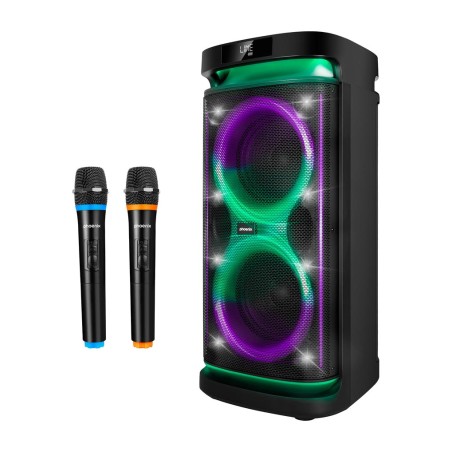 přenosný bluetooth karaoke reproduktor se 2 bezdrátovými mikrofony rumbleboss-xl 160w rms 7000mah