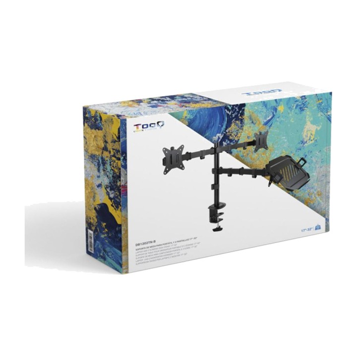 TOOQ Supporto da tavolo per monitor e laptop con due bracci