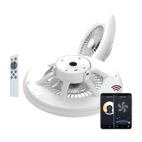 plafonnier led intelligent avec ventilateur et télécommande io 40w+20w
