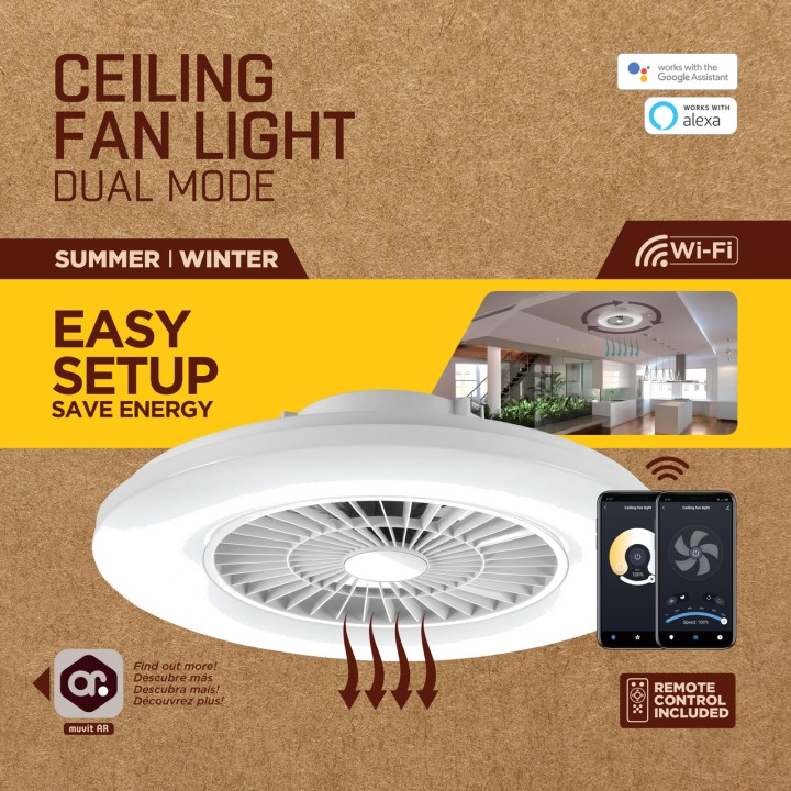 MUVIT Intelligente LED-Deckenleuchte mit Ventilator und